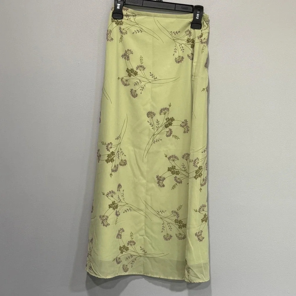 K.C. Parker Girls Lime Green Floral Maxi Skirt Size 16 cottage spring‎ fairy